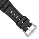 18mm Black Polyurethane Sport with Stainless Steel Buckle 7.9 inch Watch Band
