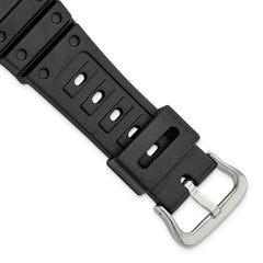 18mm Black Polyurethane Sport with Stainless Steel Buckle 7.9 inch Watch Band