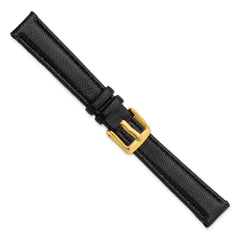 14mm Black Glove Leather with Gold-tone Panerai Style Buckle 6.75 inch Watch Band