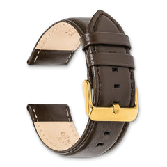 14mm Dark Brown Glove Leather with Gold-tone Panerai Style Buckle 6.75 inch Watch Band