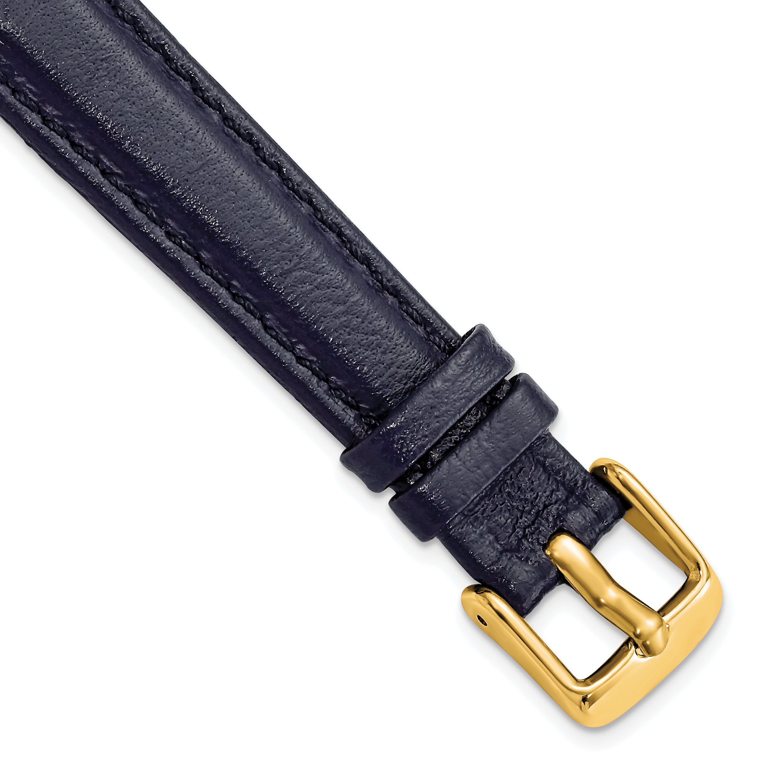 14mm Navy Glove Leather with Gold-tone Panerai Style Buckle 6.75 inch Watch Band