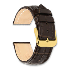 14mm Dark Brown Matte Alligator Grain Leather with Gold-tone Buckle 6.75 inch Watch Band