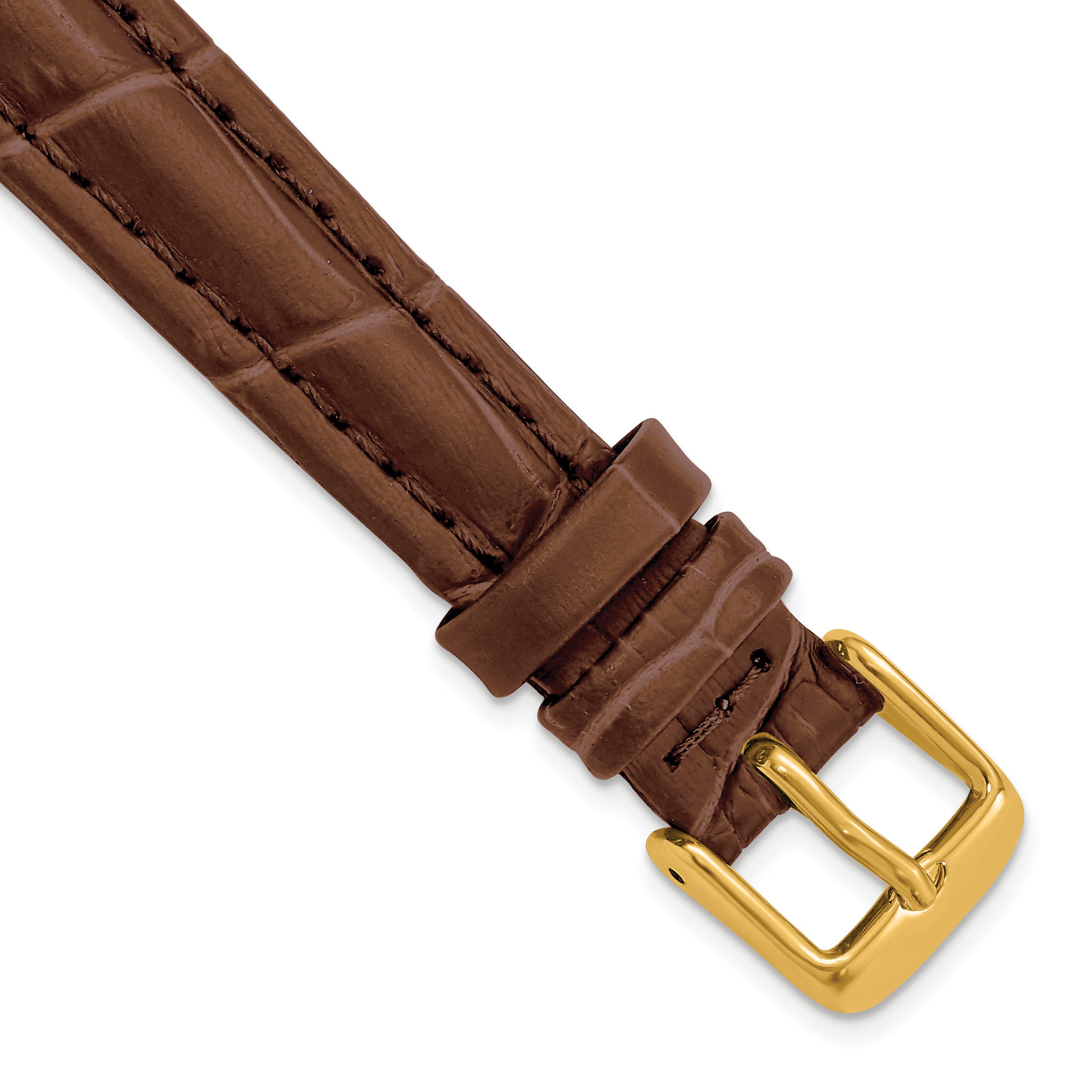 14mm Havana Matte Alligator Grain Leather with Gold-tone Buckle 6.75 inch Watch Band