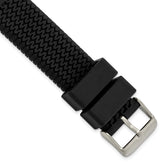 18mm Black Tread Silicone Rubber with Brushed Stainless Steel Buckle 7.75 inch Watch Band