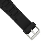 18mm Black Link Style Silicone Rubber with Brushed Stainless Steel Buckle 8.5 inch Watch Band