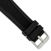22mm Black Textured Silicone Rubber with Brushed Stainless Steel Buckle 8.25 inch Watch Band