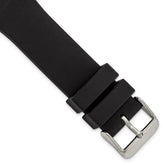 18mm Black Smooth Silicone Rubber with Brushed Stainless Steel Buckle 8 inch Watch Band