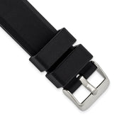 20mm Black Smooth Bevel Silicone Rubber with Brushed Stainless Steel Buckle 8.5 inch Watch Band