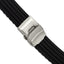 Black Striped Deployment Watch Band in Silicone Rubber, Brushed - Sophia Jewelers