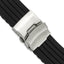 Black Silicone Watch Band with Silver-Tone Buckle 24mm