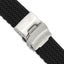 Black Tread Silicone Watch Band with Stainless Steel Buckle, 22mm - Sophia Jewelers