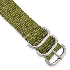 18mm One-Piece Olive Green Military Ballistic G10 Nylon with Brushed Stainless Steel Buckle 10.75 inch Watch Band