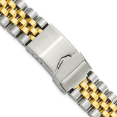 18-22mm Satin and Polished Stainless Steel Two-tone Jubilee-Style Solid Link with Deployment Buckle 7 inch Watch Band