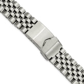 18-22mm Satin and Polished Stainless Steel Jubilee-Style Solid Link with Deployment Buckle 7 inch Watch Band