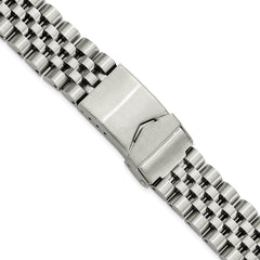 18-22mm Satin and Polished Stainless Steel Jubilee-Style Solid Link with Deployment Buckle 7 inch Watch Band