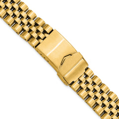 18-22mm Satin and Polished Stainless Steel Gold-tone Jubilee-Style Solid Link with Deployment Buckle 7 inch Watch Band