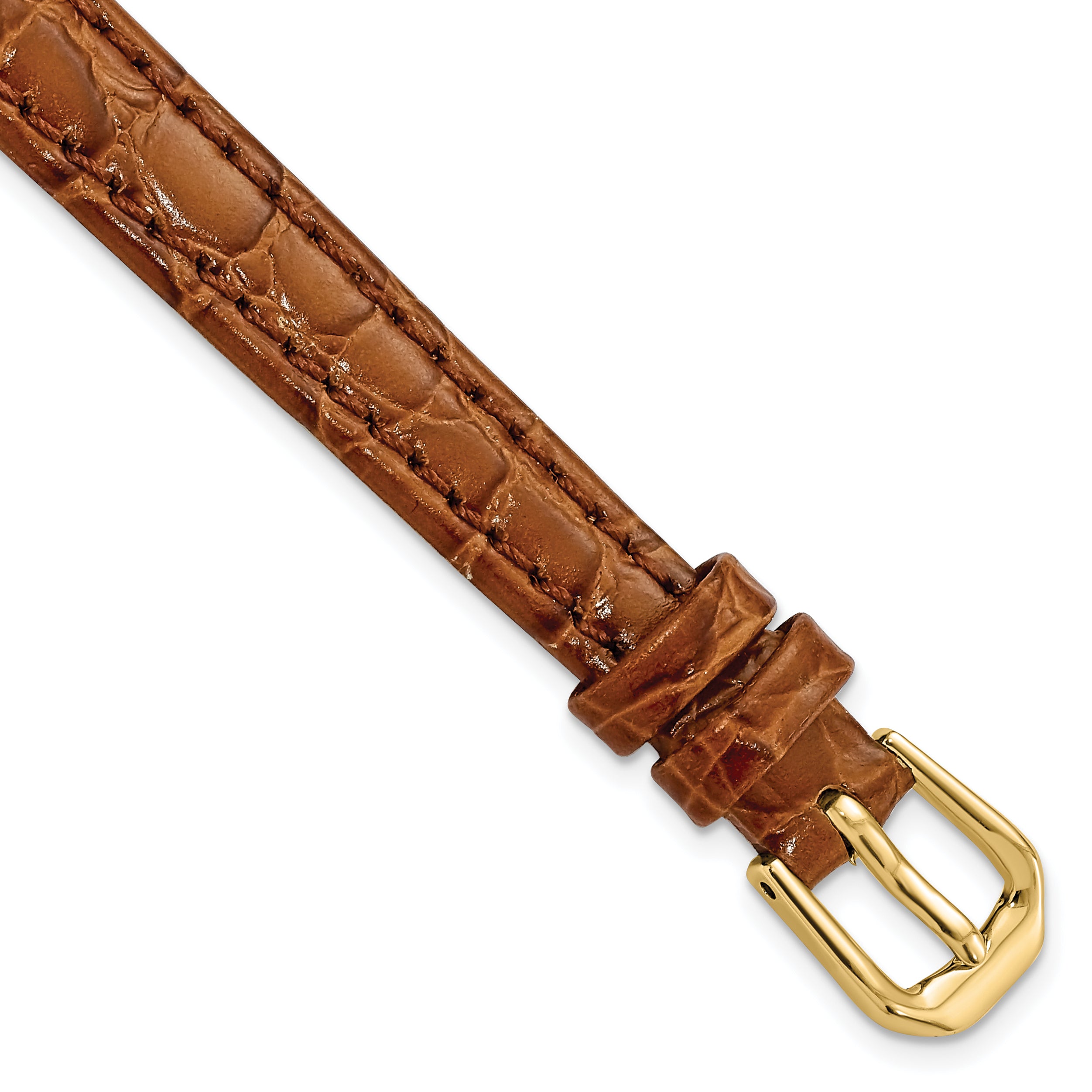 10mm Havana Alligator Grain Leather with Gold-tone Buckle 6.75 inch Watch Band