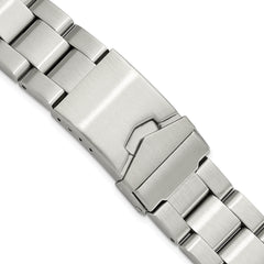 18-20mm Satin Stainless Steel Oyster-Style Solid Link with Deployment Buckle 7 inch Watch Band