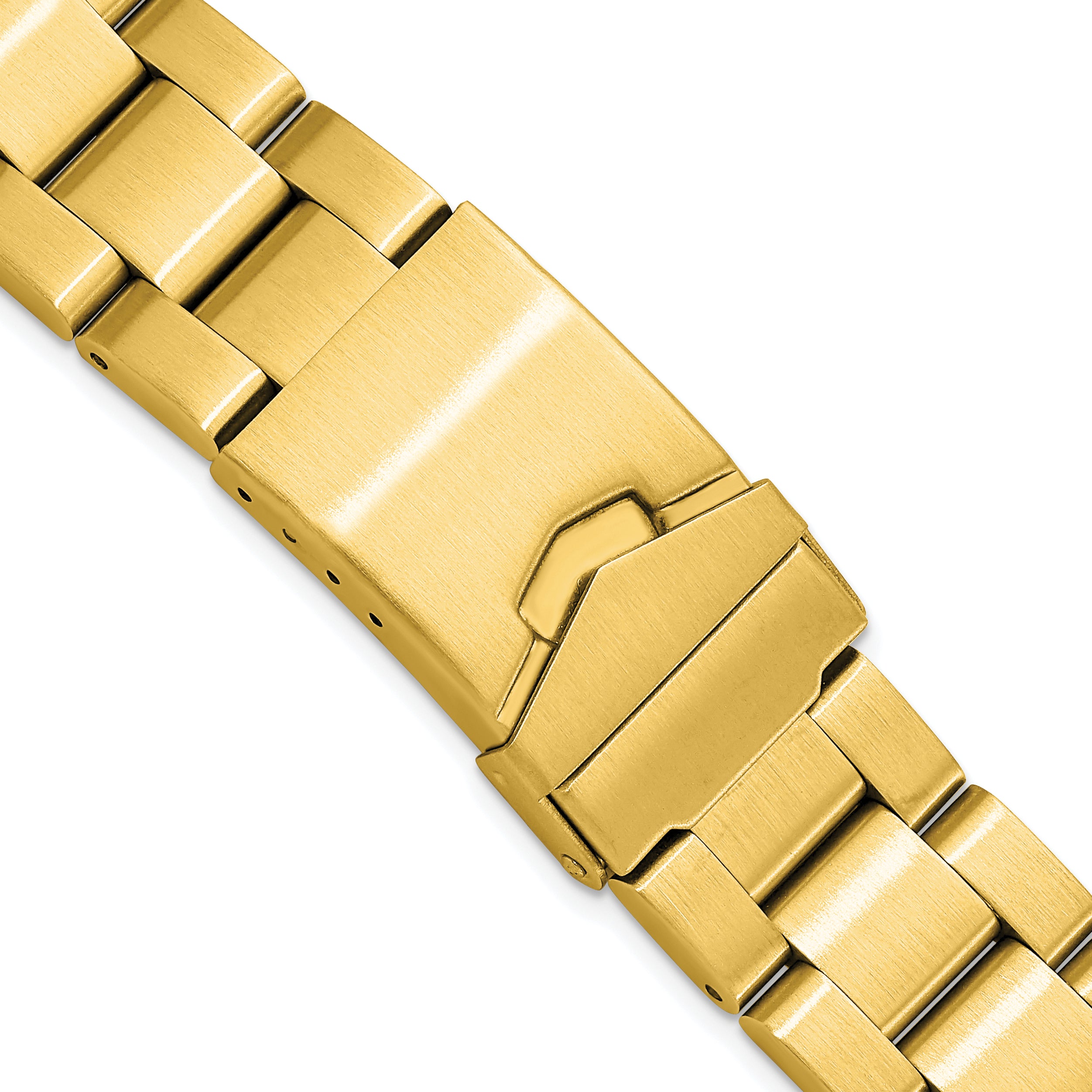 18-20mm Satin Gold-tone Stainless Steel Oyster-Style Solid Link with Deployment Buckle 7 inch Watch Band
