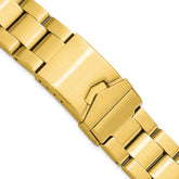 18-20mm Satin Gold-tone Stainless Steel Oyster-Style Solid Link with Deployment Buckle 7 inch Watch Band