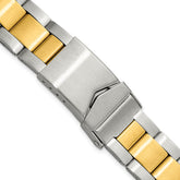 18-20mm Satin Two-tone Stainless Steel Oyster-Style Link with Deployment Buckle 6.75 inch Watch Band
