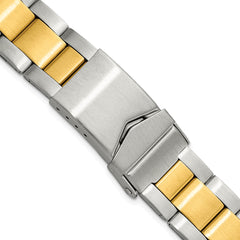 18-20mm Satin Two-tone Stainless Steel Oyster-Style Link with Deployment Buckle 6.75 inch Watch Band