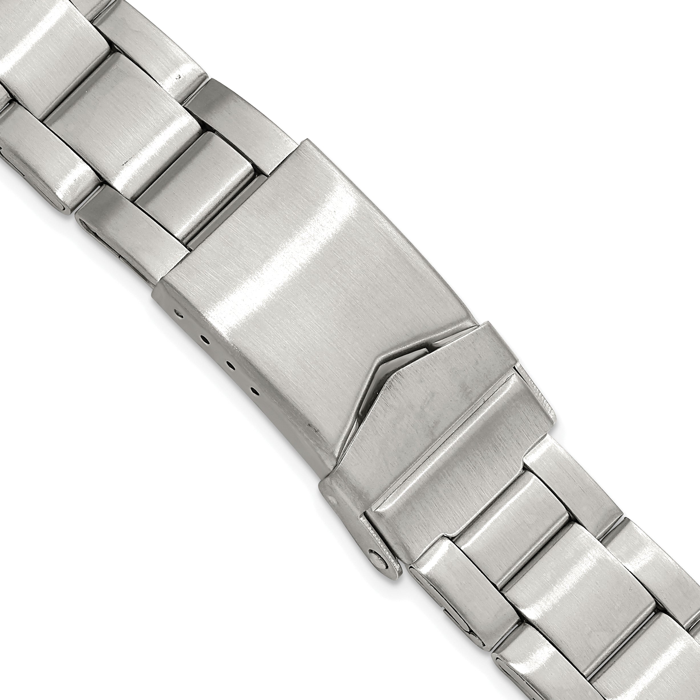 18-20mm Satin Stainless Steel Oyster-Style Link with Deployment Buckle 6.75 inch Watch Band