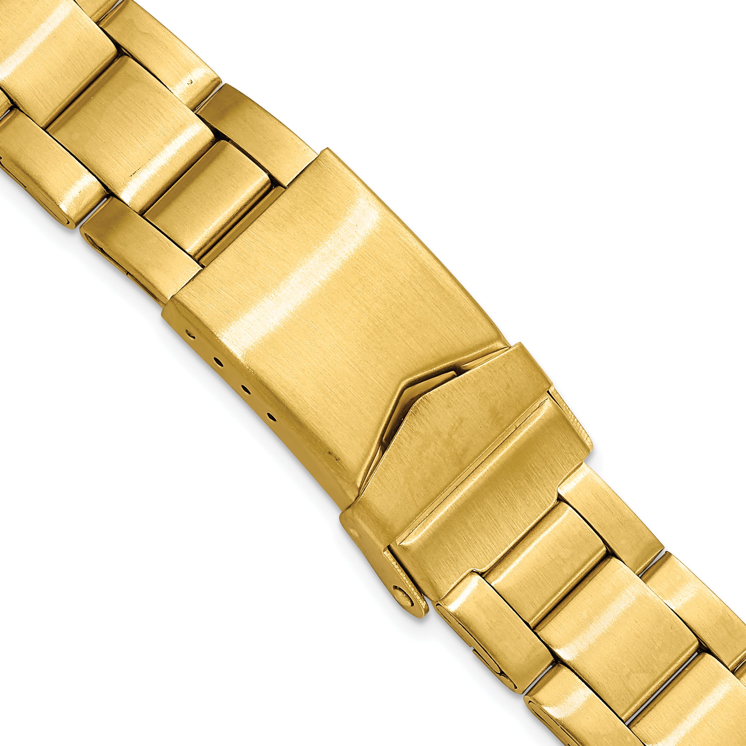 18-20mm Satin Gold-tone Stainless Steel Oyster-Style Link with Deployment Buckle 6.75 inch Watch Band