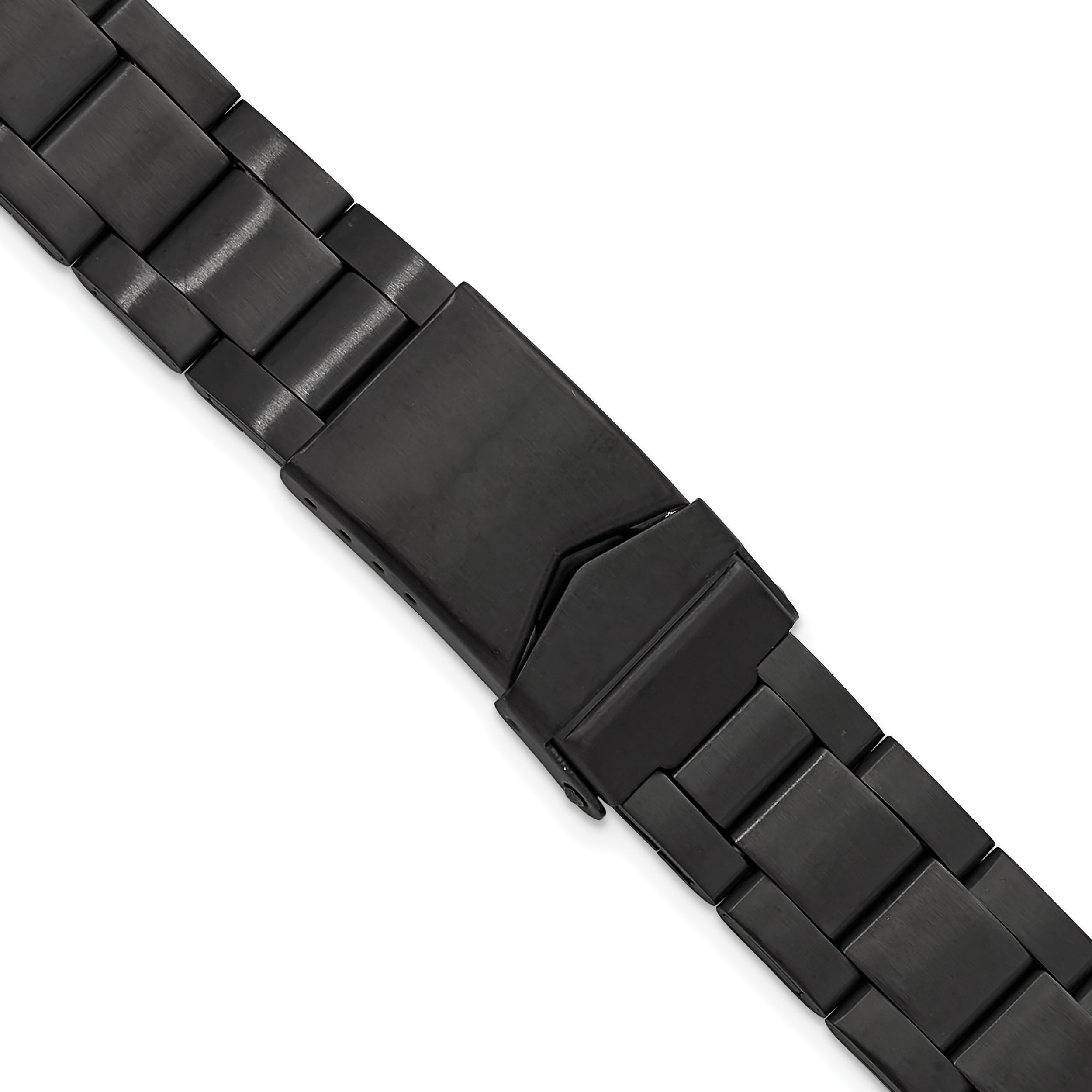 18-20mm Satin Black PVD-plated Stainless Steel Oyster-Style Link with Deployment Buckle 6.75 inch Watch Band