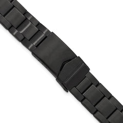 18-20mm Satin Black PVD-plated Stainless Steel Oyster-Style Link with Deployment Buckle 6.75 inch Watch Band