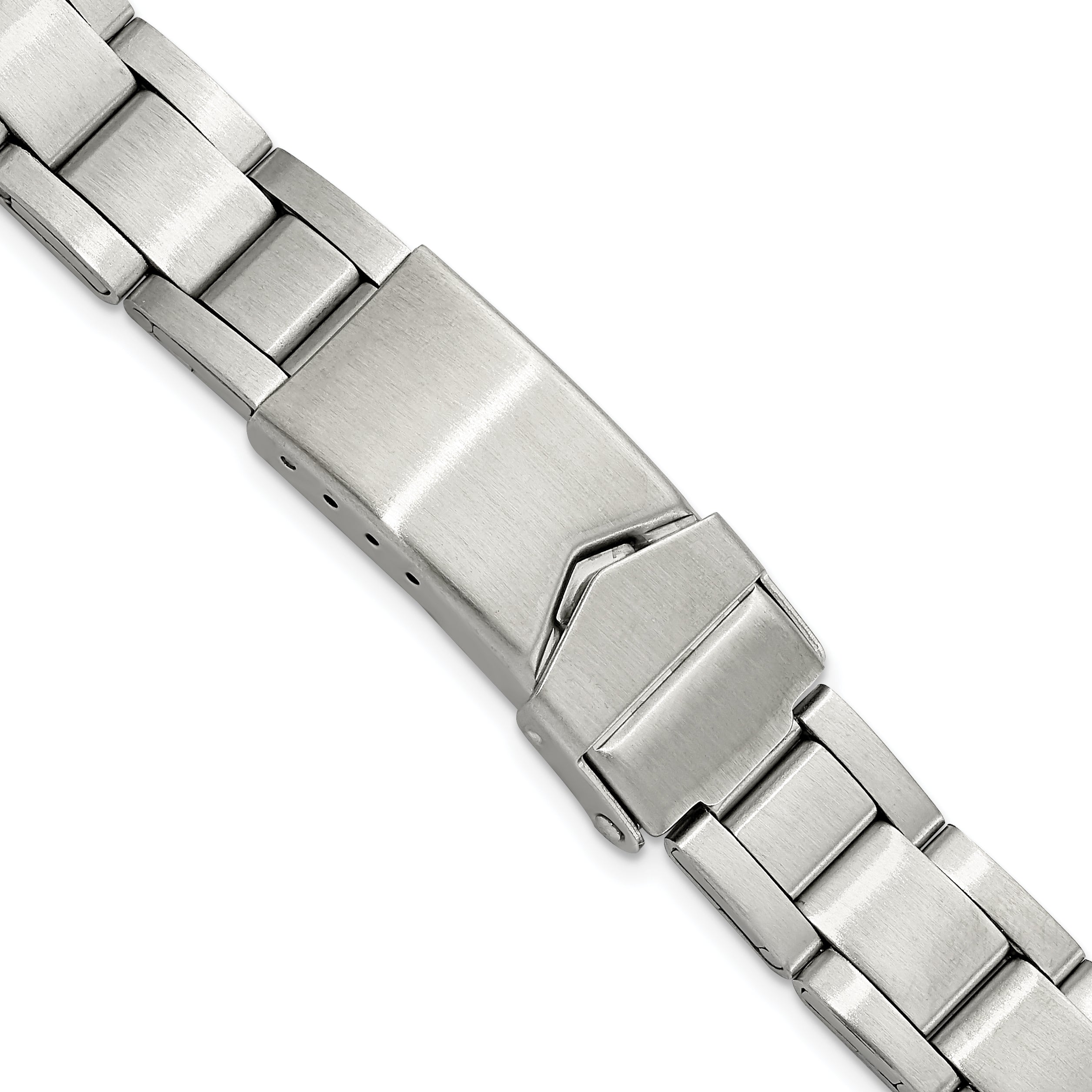 11-14mm Ladies Satin Stainless Steel Oyster-Style with Deployment Buckle 6.75 inch Watch Band