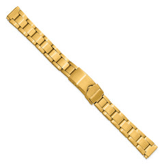 11-14mm Ladies Satin Gold-tone Stainless Steel Oyster-Style with Deployment Buckle 6.75 inch Watch Band