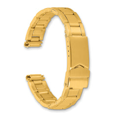 11-14mm Ladies Satin Gold-tone Stainless Steel Oyster-Style with Deployment Buckle 6.75 inch Watch Band