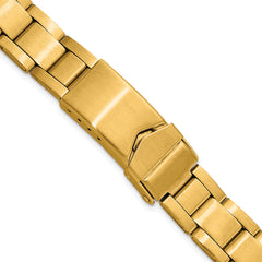 11-14mm Ladies Satin Gold-tone Stainless Steel Oyster-Style with Deployment Buckle 6.75 inch Watch Band