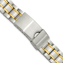 12-16mm Ladies Satin and Polished Two-tone Stainless Steel Oyster-Style with Deployment Buckle 7 inch Watch Band