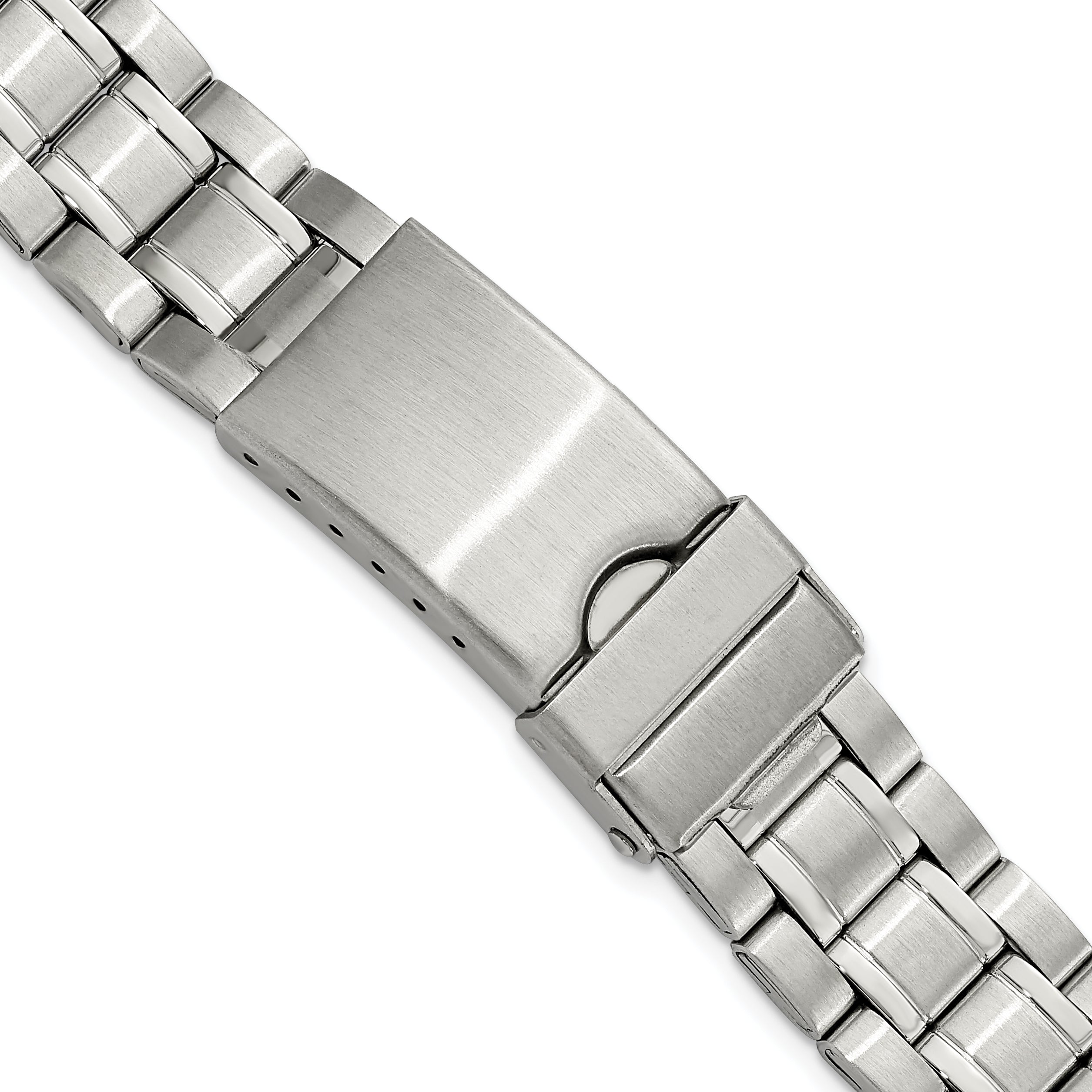 12-16mm Ladies Satin and Polished Stainless Steel Oyster-Style with Deployment Buckle 7 inch Watch Band