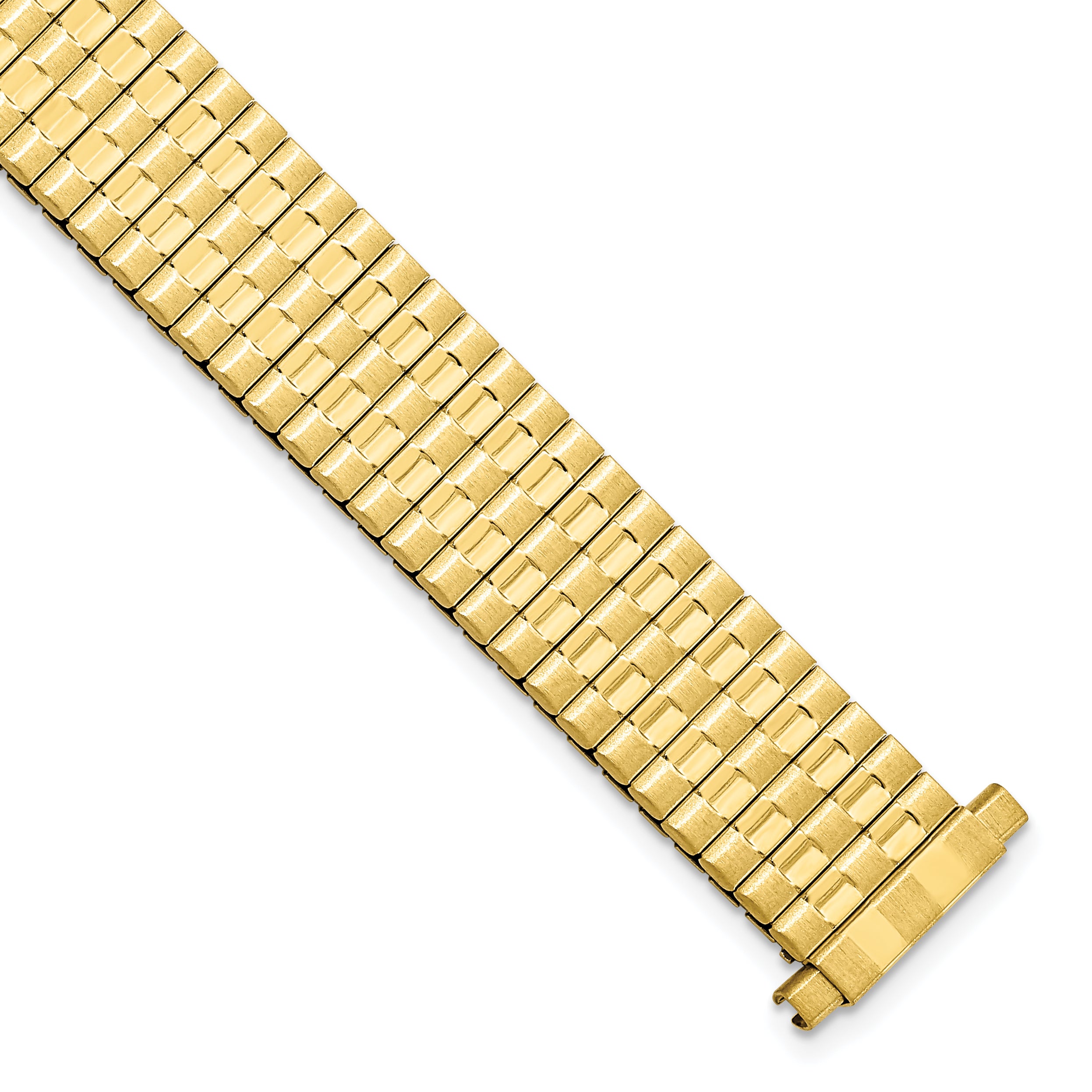 12-16mm Ladies Satin and Polished Gold-tone Stainless Steel Thin-Flexo Expansion Link 5.75 inch Watch Band