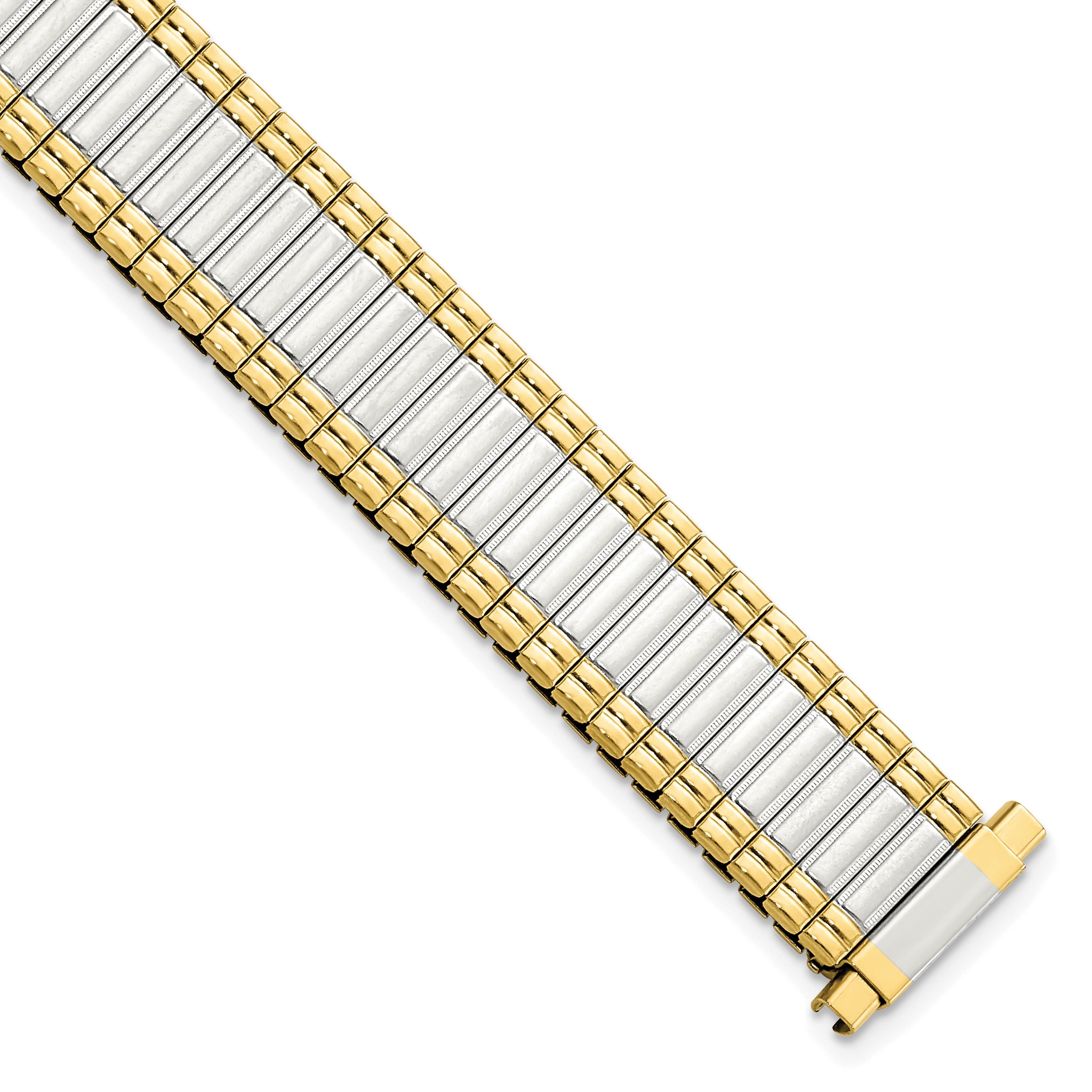 12-15mm Ladies Sanded and Polished Two-tone Stainless Steel Thin-Flexo Expansion Link 6 inch Watch Band