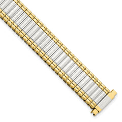 12-15mm Ladies Sanded and Polished Two-tone Stainless Steel Thin-Flexo Expansion Link 6 inch Watch Band