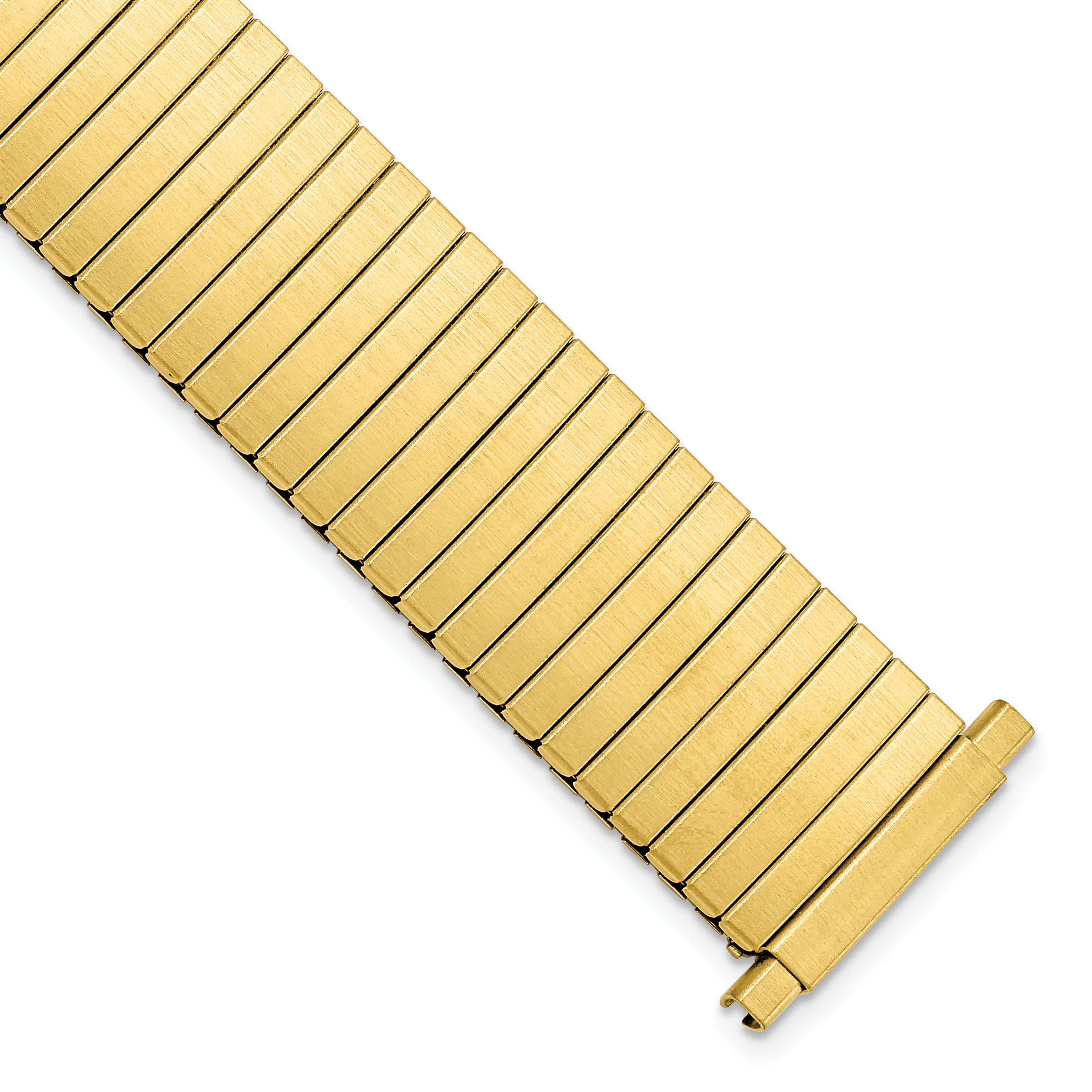 17-22mm Mens Satin Gold-tone Stainless Steel Thin-Flexo Satin Expansion 6.5 inch Watch Band