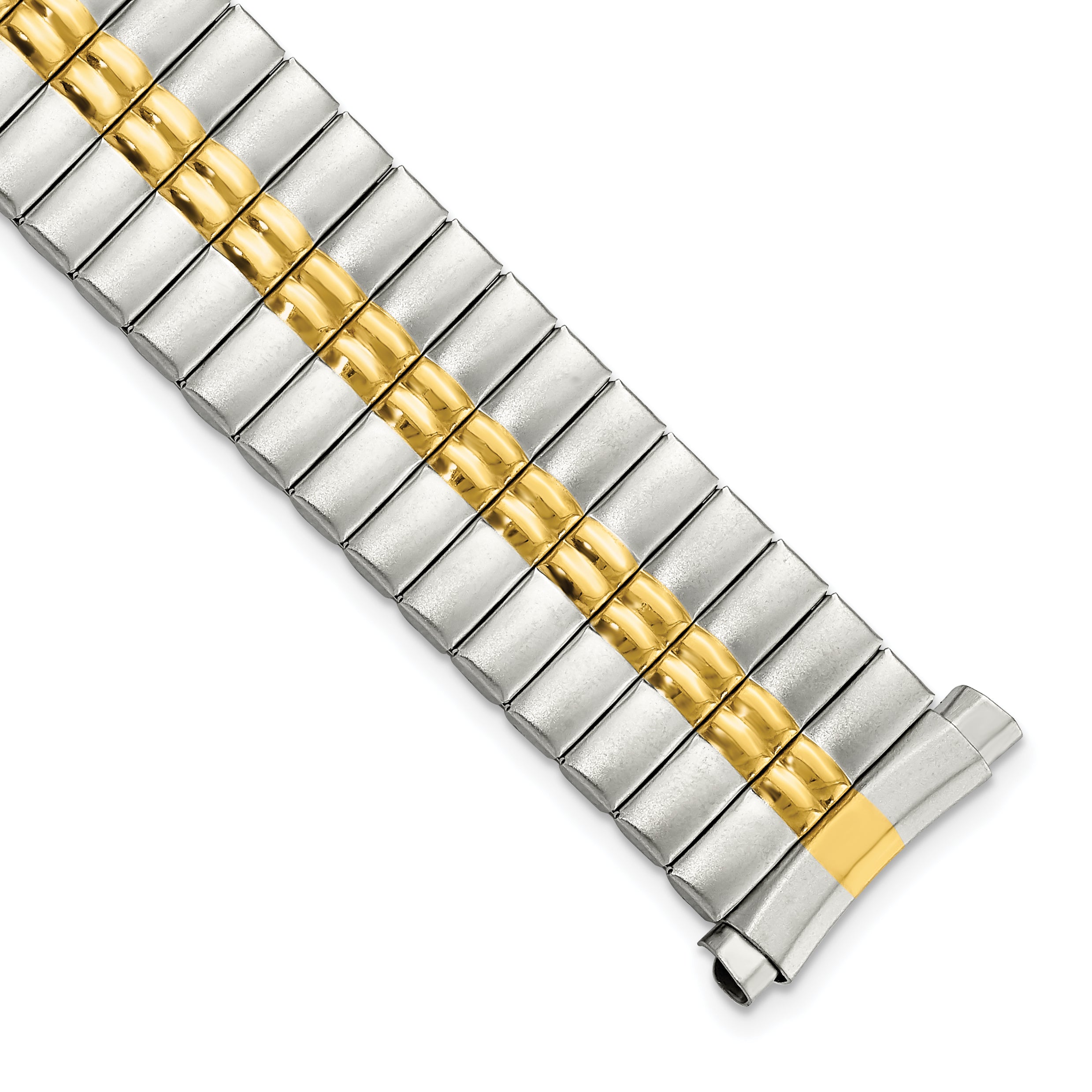16-20mm Mens Sanded and Polished Two-tone Stainless Steel De-Flexo Expansion Link 6.75 inch Watch Band