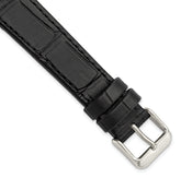 Black 18mm Matte Gator Grain Calfskin Leather with Stainless Steel Buckle 7.75 inch Watch Band