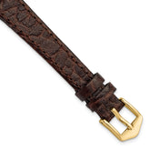 12mm Dark Brown Buffalo Grain Calfskin Leather with Gold-tone Aluminum Buckle 6.6 inch Watch Band