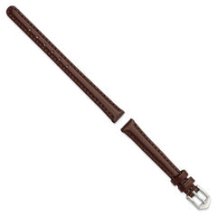 10mm Brown Oilskin Leather with Silver-tone Aluminum Buckle 6.6 inch Watch Band