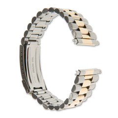 Mens 18-22mm President-Style Satin and Polished Two-tone Stainless Steel with Deployment Buckle 7 inch Watch Band