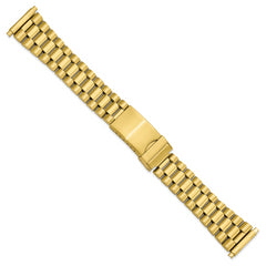Mens 18-22mm President-Style Satin and Polished Yellow IP-plated Stainless Steel with Deployment Buckle 7 inch Watch Band