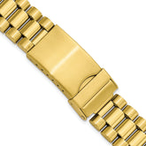 Mens 18-22mm President-Style Satin and Polished Yellow IP-plated Stainless Steel with Deployment Buckle 7 inch Watch Band