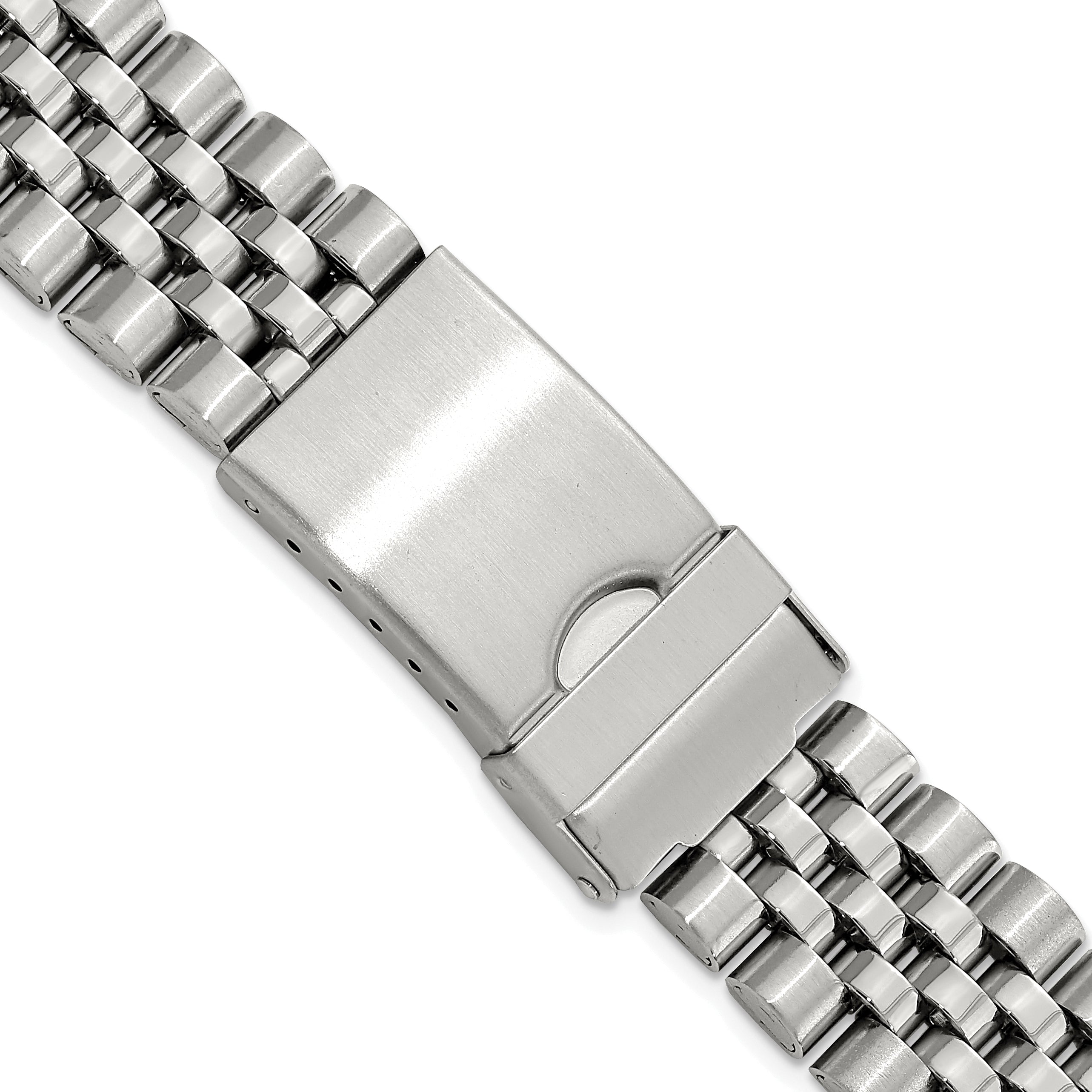 Mens 18-22mm Long Jubilee-Style Satin and Polished Stainless Steel with Deployment Buckle 7 inch Watch Band