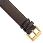 18mm Dark Brown Italian Calfskin Leather with Square End Gold-tone Buckle 7.75 inch Watch Band