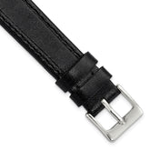 16mm Black Genuine Calf Leather with Silver-tone Buckle 7.5 inch Watch Band